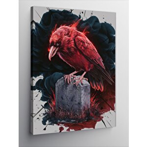 Kanvas Tablo Kırmızı Karga Ve Mezar 50x70 cm