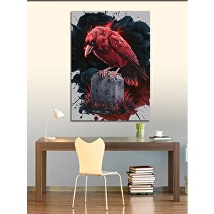 Kanvas Tablo Kırmızı Karga Ve Mezar 50x70 cm