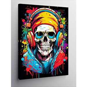 Kanvas Tablo Müzik Dinleyen Kurukafa 50x70 cm
