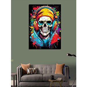 Kanvas Tablo Müzik Dinleyen Kurukafa 50x70 cm