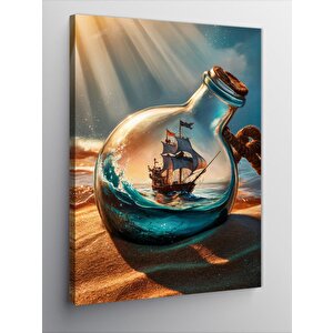 Kanvas Tablo Şişe İçinde Gemi 70x100 cm