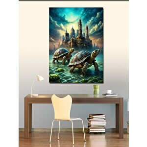 Kanvas Tablo Kaplumbağalar Ve Şehir 100x140 cm