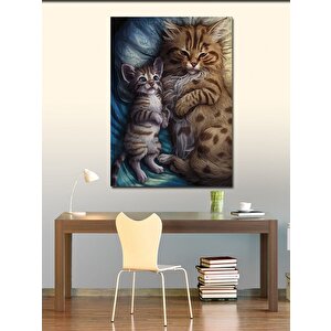 Kanvas Tablo Yavru Kedi Ve Annesi 70x100 cm