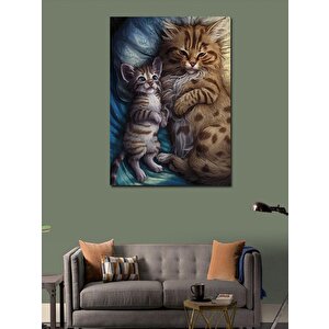 Kanvas Tablo Yavru Kedi Ve Annesi 100x140 cm