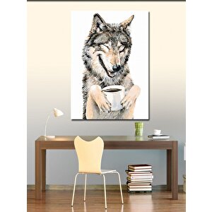 Kanvas Tablo Kahve İçen Kurt 70x100 cm