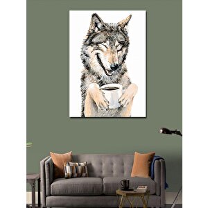 Kanvas Tablo Kahve İçen Kurt 100x140 cm