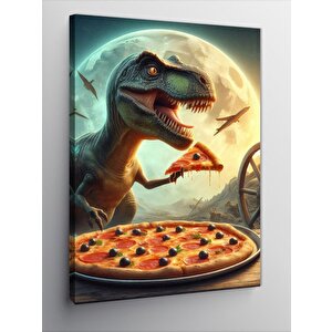 Kanvas Tablo Pizza Yiyen Dinazor 70x100 cm