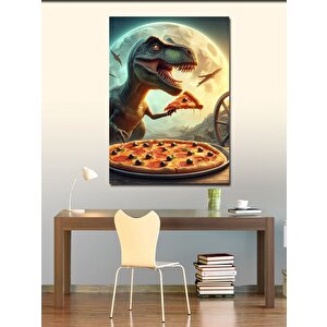 Kanvas Tablo Pizza Yiyen Dinazor 70x100 cm