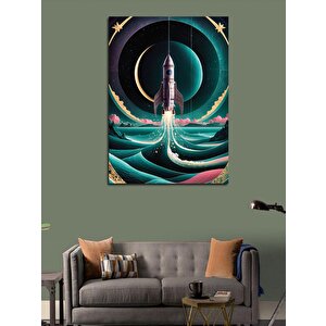 Kanvas Tablo Soyut Uzay Mekiği Roket 50x70 cm