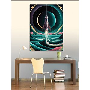 Kanvas Tablo Soyut Uzay Mekiği Roket 50x70 cm