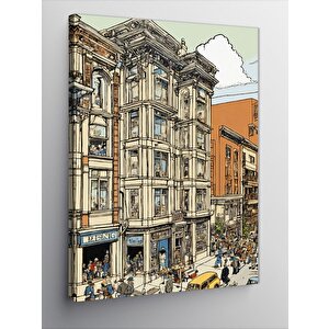 Kanvas Tablo Karikatür Şehir Binası 70x100 cm
