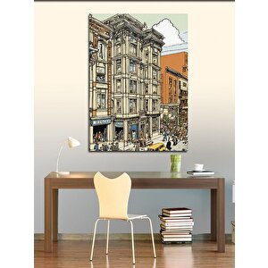 Kanvas Tablo Karikatür Şehir Binası 100x140 cm