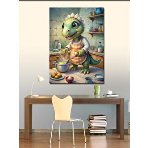 Kanvas Tablo Yemek Yapan Dinozor 50x70 cm