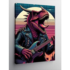 Kanvas Tablo Gitarcı Dinozor