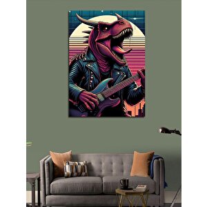 Kanvas Tablo Gitarcı Dinozor 70x100 cm