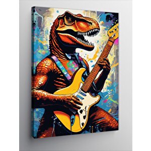 Kanvas Tablo Gitar Çalan Dinazor 100x140 cm