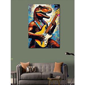 Kanvas Tablo Gitar Çalan Dinazor 100x140 cm