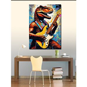 Kanvas Tablo Gitar Çalan Dinazor 100x140 cm
