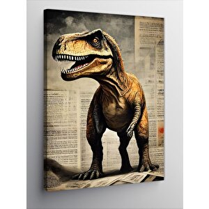 Kanvas Tablo Gazete Fon Dinozor 100x140 cm