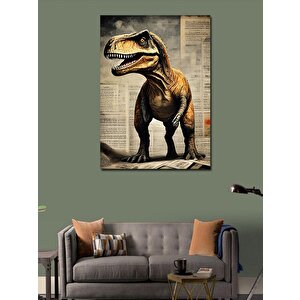 Kanvas Tablo Gazete Fon Dinozor 100x140 cm