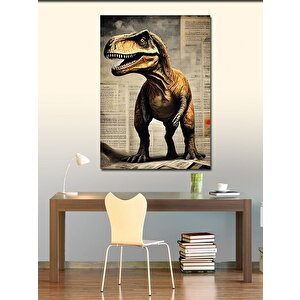 Kanvas Tablo Gazete Fon Dinozor 100x140 cm