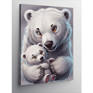 Kanvas Tablo Yavru Kutup Ayısı Ve Annesi 50x70 cm