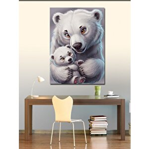 Kanvas Tablo Yavru Kutup Ayısı Ve Annesi 50x70 cm