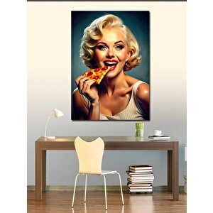 Kanvas Tablo Pizza Yiyen Marilyn Monroe 50x70 cm