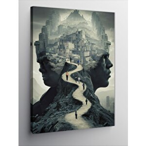 Kanvas Tablo Soyut İnsanlar Ve Şehir 50x70 cm