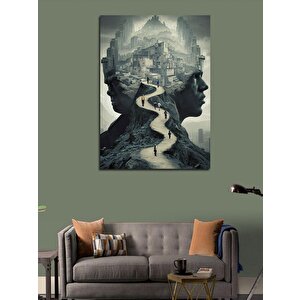Kanvas Tablo Soyut İnsanlar Ve Şehir 50x70 cm