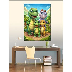Kanvas Tablo Mutlu Dinazor Ailesi 70x100 cm