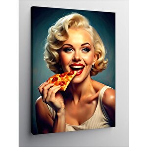 Kanvas Tablo Pizza Yiyen Marilyn Monroe 70x100 cm
