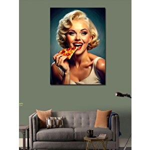 Kanvas Tablo Pizza Yiyen Marilyn Monroe 70x100 cm