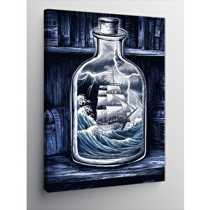 Kanvas Tablo Şişe İçerisinde Gemi 100x140 cm