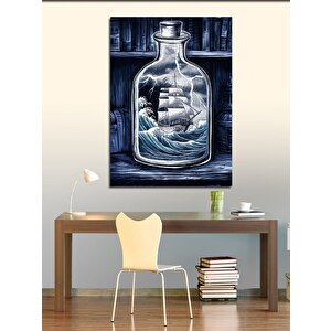 Kanvas Tablo Şişe İçerisinde Gemi 100x140 cm