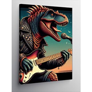 Kanvas Tablo Gitar Çalan Dinazor 70x100 cm