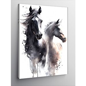 Kanvas Tablo Siyah Ve Beyaz At 70x100 cm
