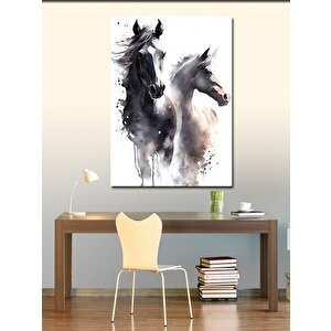 Kanvas Tablo Siyah Ve Beyaz At 70x100 cm