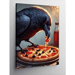 Kanvas Tablo Pizzayı Yiyen Karga 100x140 cm