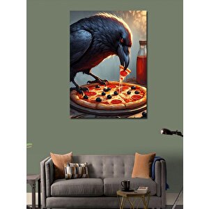 Kanvas Tablo Pizzayı Yiyen Karga