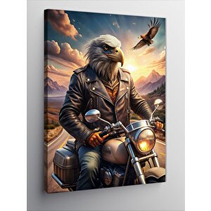 Kanvas Tablo Motosiklet Kullanan Kartal 50x70 cm