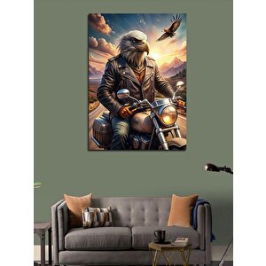 Kanvas Tablo Motosiklet Kullanan Kartal 50x70 cm