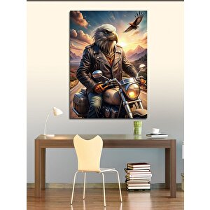 Kanvas Tablo Motosiklet Kullanan Kartal 50x70 cm