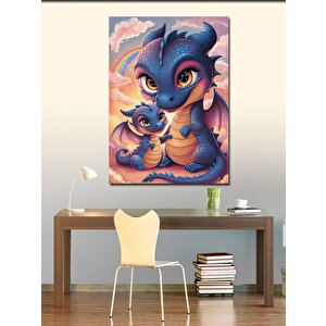 Kanvas Tablo Uçan Dinozor Ailesi 70x100 cm