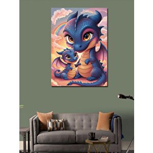 Kanvas Tablo Uçan Dinozor Ailesi 50x70 cm