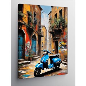Kanvas Tablo Retro Scooter Motor 70x100 cm