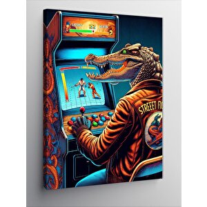 Kanvas Tablo Atari Oynayan Timsah 100x140 cm