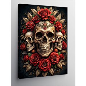 Kanvas Tablo Kurukafalar Ve Kırmızı Güller 70x100 cm