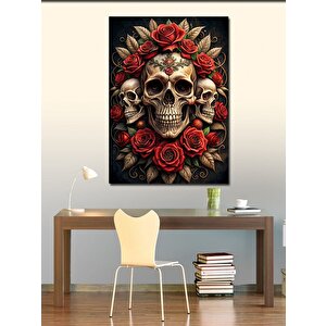 Kanvas Tablo Kurukafalar Ve Kırmızı Güller 70x100 cm
