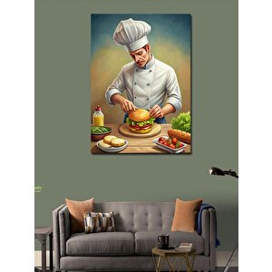 Kanvas Tablo Aşçı Ver Taze Hamburger 100x140 cm